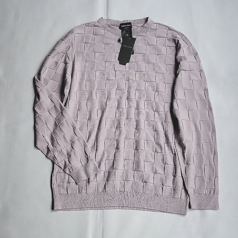 NWT$725 GIORGIO ARMANI Wool Basketweave Crew Neck Pullover Sweater Sz 46, XL-XXL - Picture 2 of 13